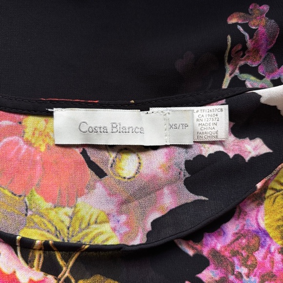 Costa Blanca Women's XS Blouse Semi Sheer Floral Romantic‎ Feminine Whimsical - Picture 8 of 9